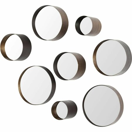 HOMEROOTS Metal Wall Mirrors, Brown - Set of 8 376403